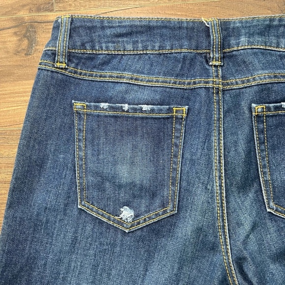 Cabi Women's 4 Slim Boyfriend Jeans Dark Blue Wash Distressed Denim Stretch 3045 - Picture 10 of 14